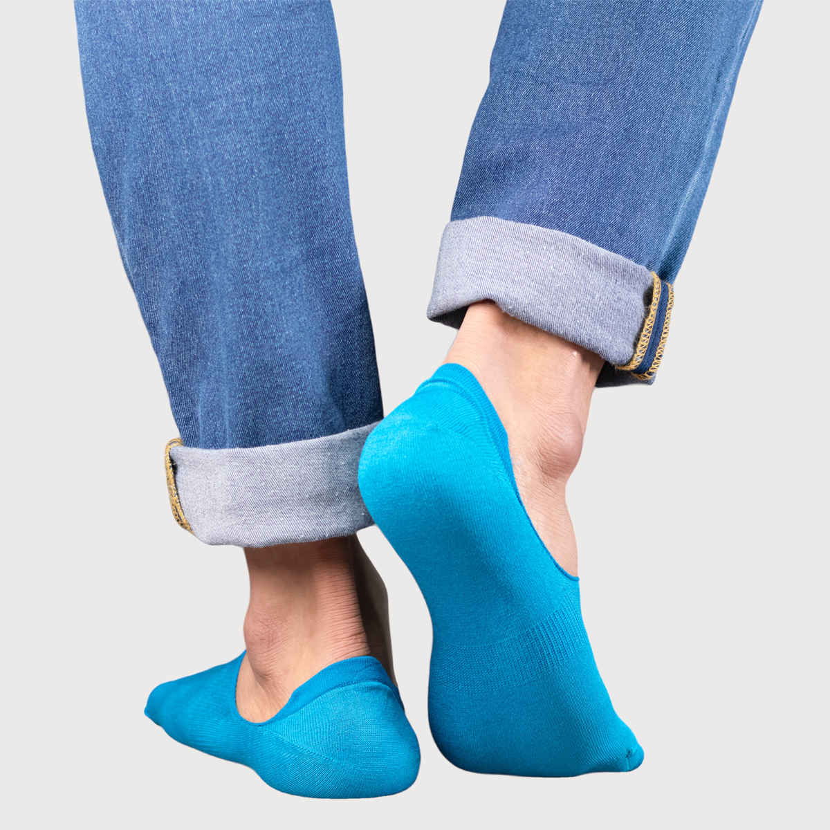 Socksoho Unisex Solid 95% Scottish Lisle Cotton and 5% Spandex No Show Socks | Blue - Free Size