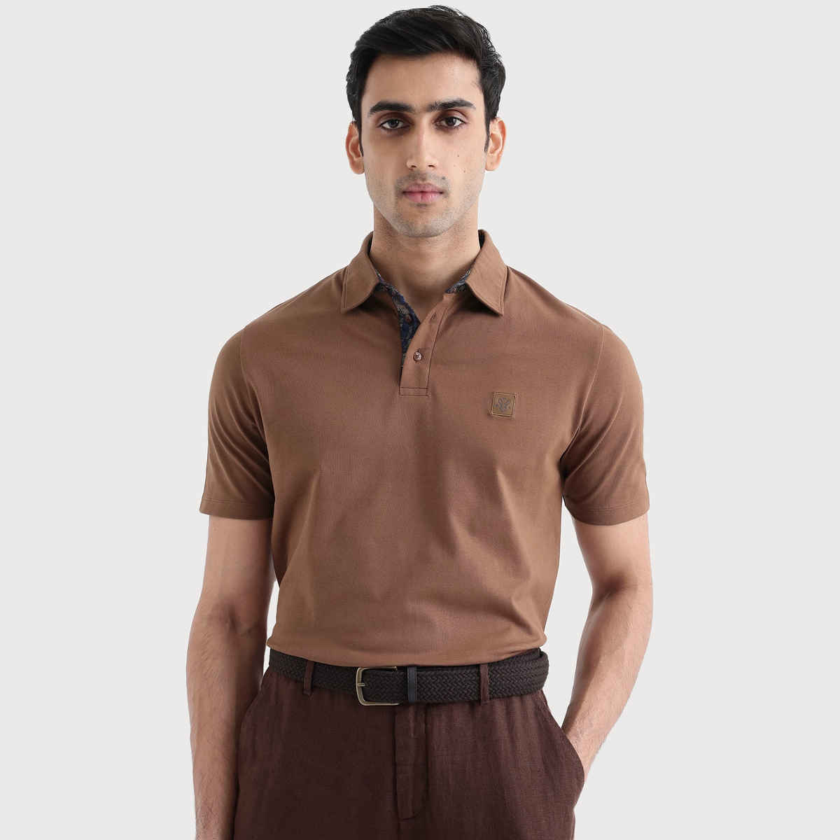 Rare Rabbit Men's Spencer Primary Polo T-shirt | Rust - S