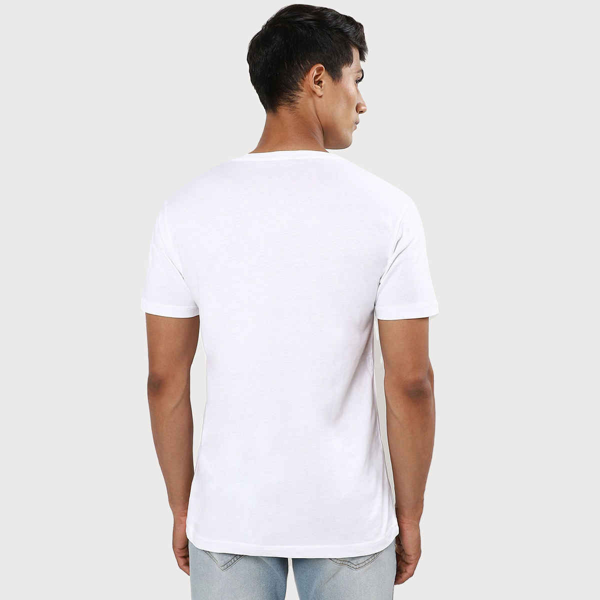 Mad Over Print Men's Cotton Solid T-Shirt | White - M