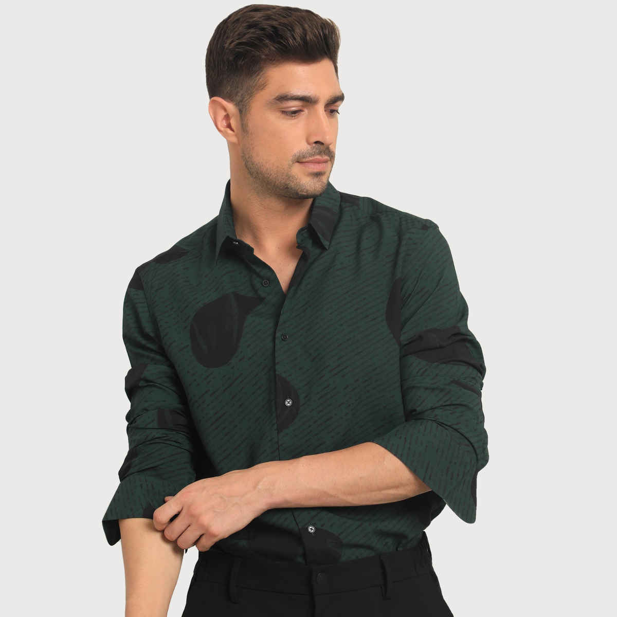 Rare Rabbit Men's Palme Dark | Shirt | Green - S