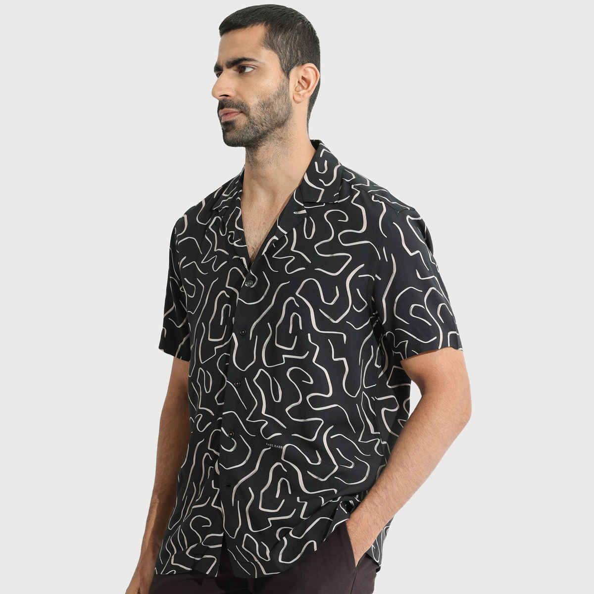 Rare Rabbit Men's Castro Primary | Shirt | Black - L