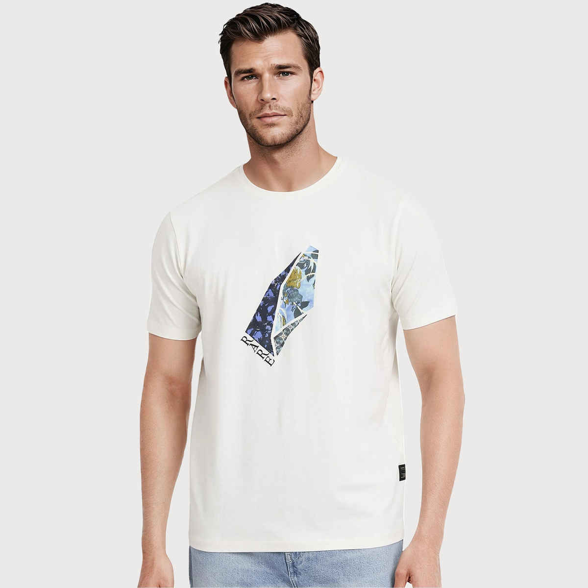 RARE RABBIT Men's Lason Primary | T-shirt | Off White | M