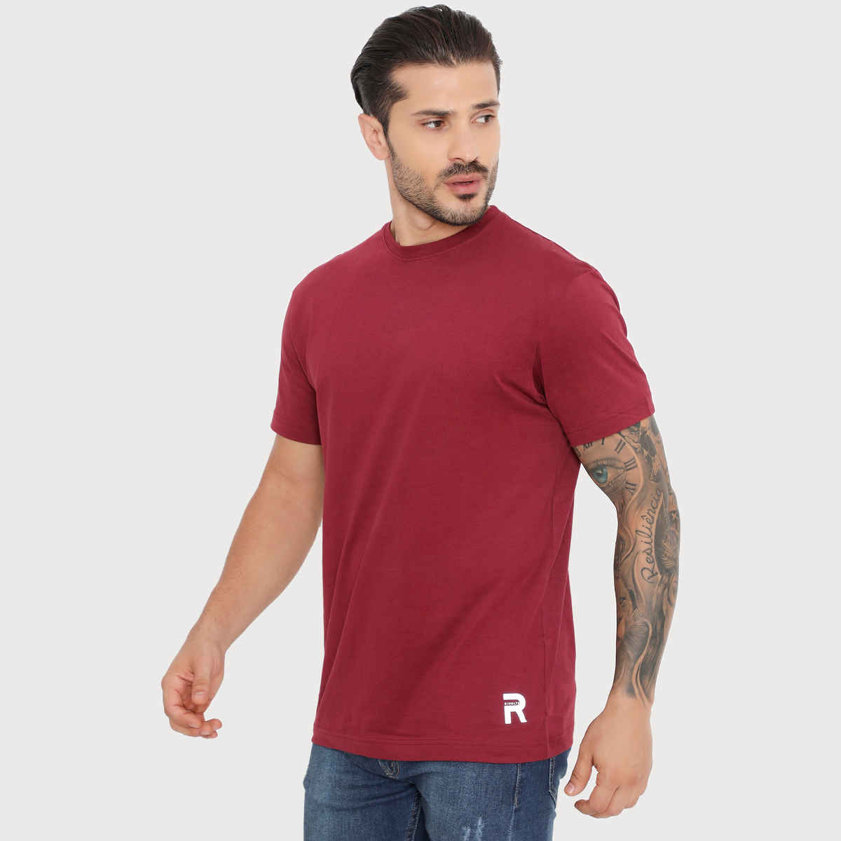 Rivolta Men's Round Neck T-Shirt | Maroon 004 | L