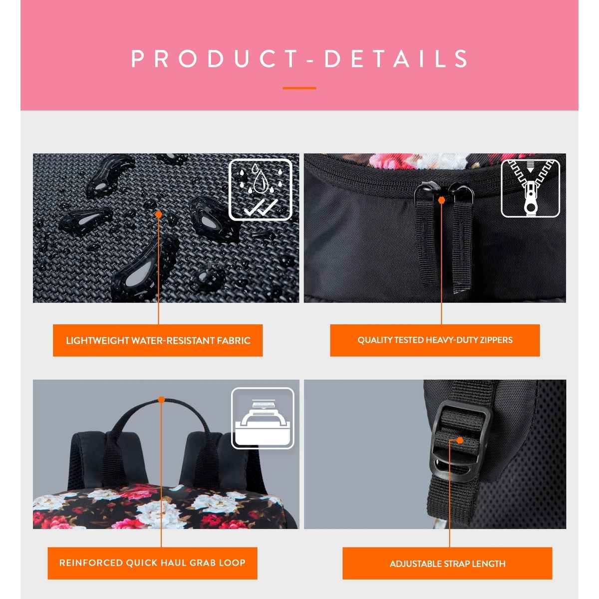 Lunar's Monica 19L Small Backpack | 1 Compartment | School | Travel | Colllege Bag for Women