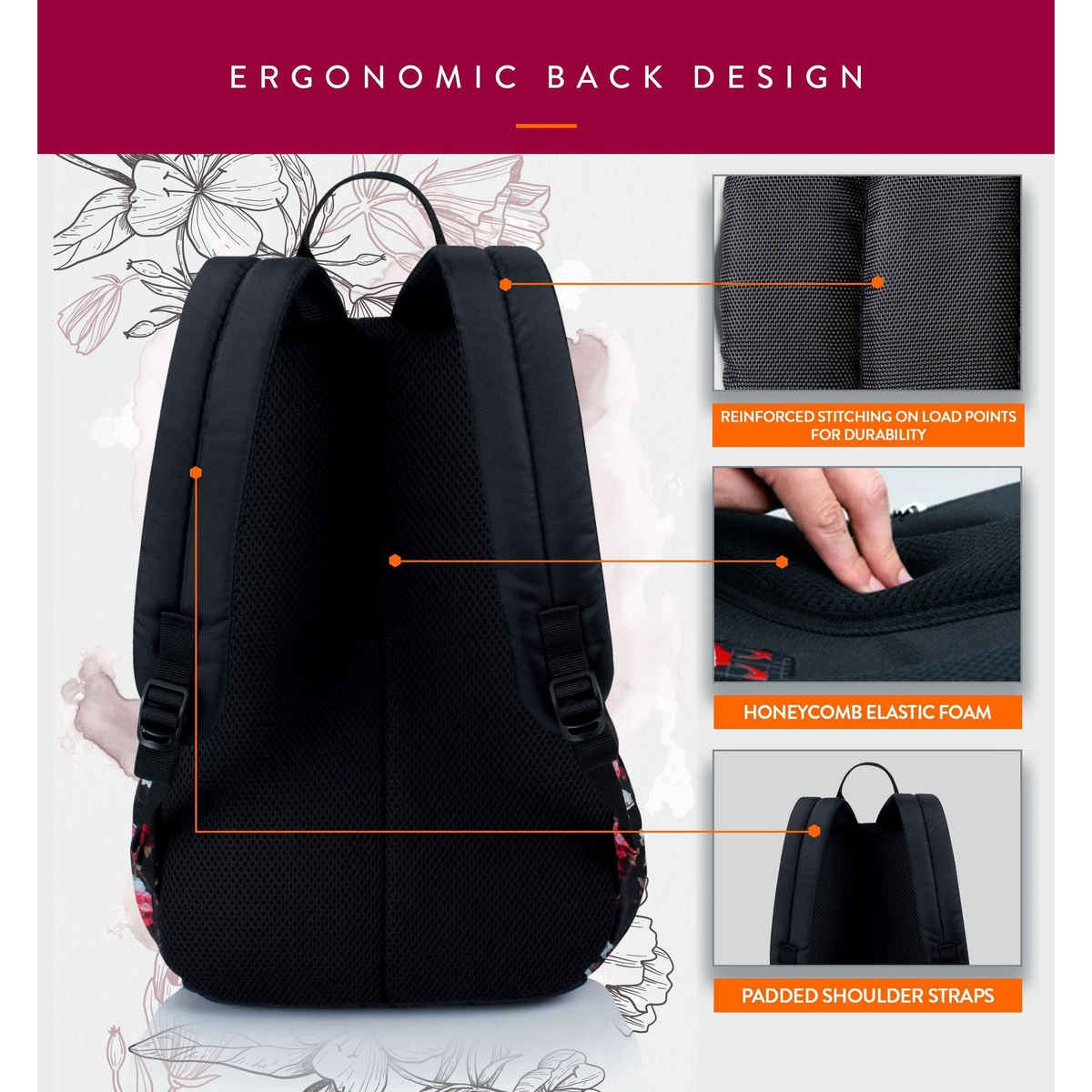 Lunar's Monica 19L Small Backpack | 1 Compartment | School | Travel | Colllege Bag for Women