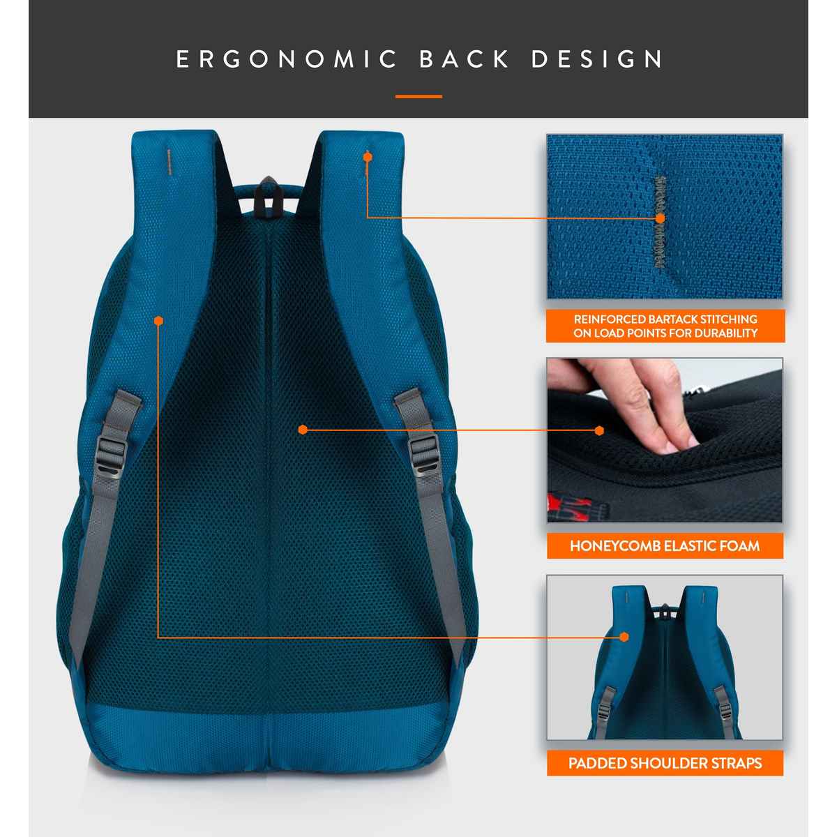 Lunar's Unisex Modern Polyester 48L Padded Shoulder Strap Laptop Backpack | Aqua Blue - 15.6 Inches