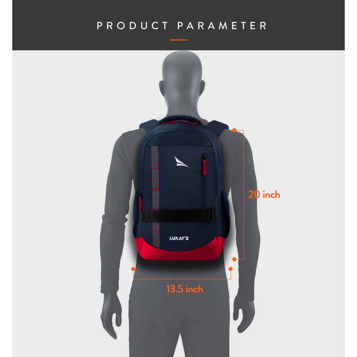 Lunar's Unisex Solid Polyester 48 L Padded Shoulder Strap Laptop Backpack | Dark Blue - 15.6 Inches