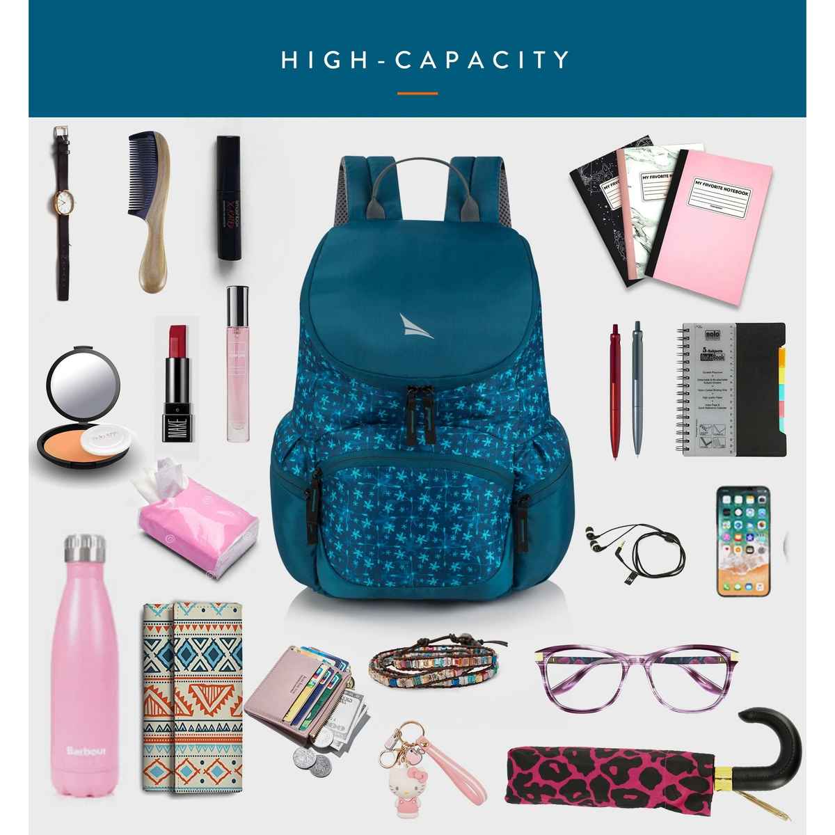 Lunar's Monica 19L Small Backpack | 1 Compartment | School | Travel | Colllege Bag for Women