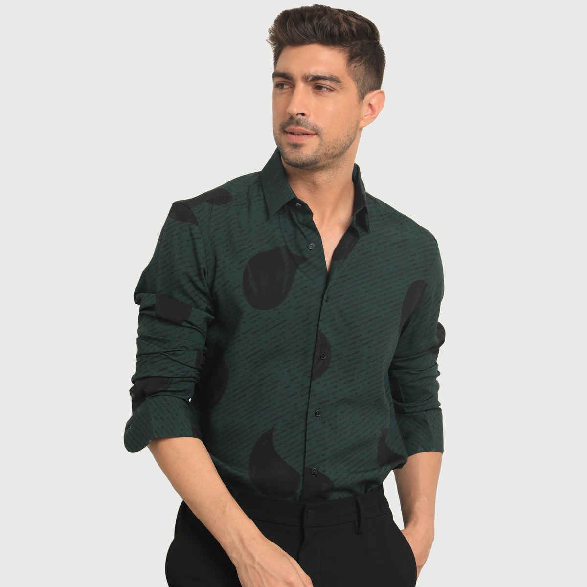 Rare Rabbit Men's Palme Dark | Shirt | Green - S
