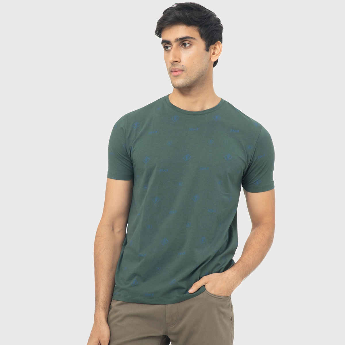 Rare Rabbit Men's Grammy Dark T-shirt | Green - L