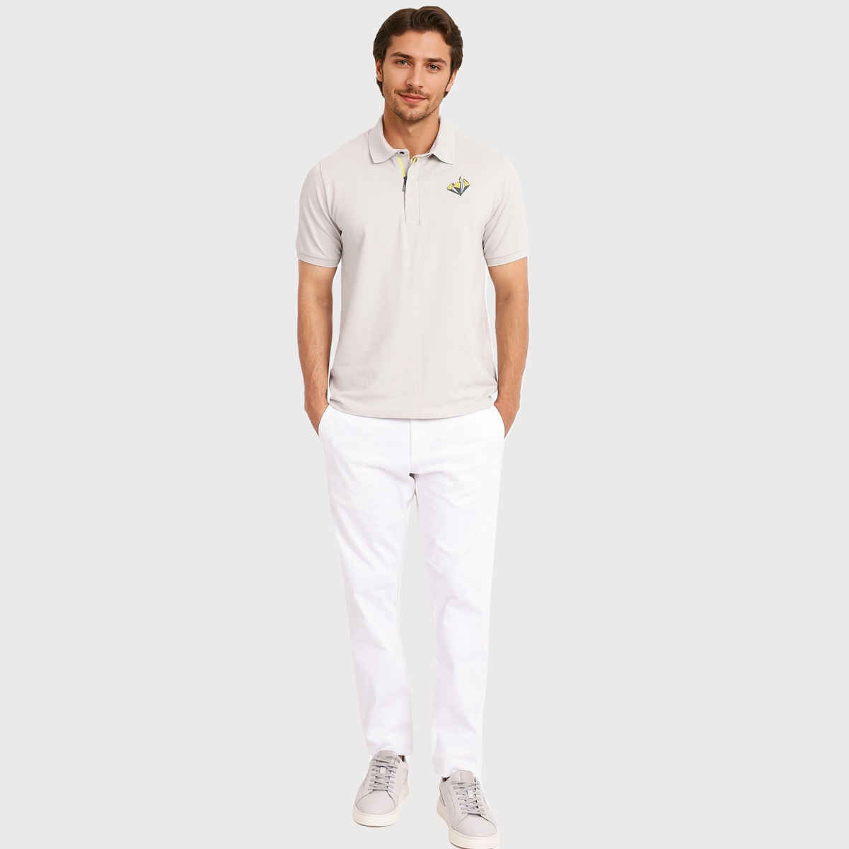 RARE RABBIT Men's Palmer Primary Polo T-shirt | Beige - M