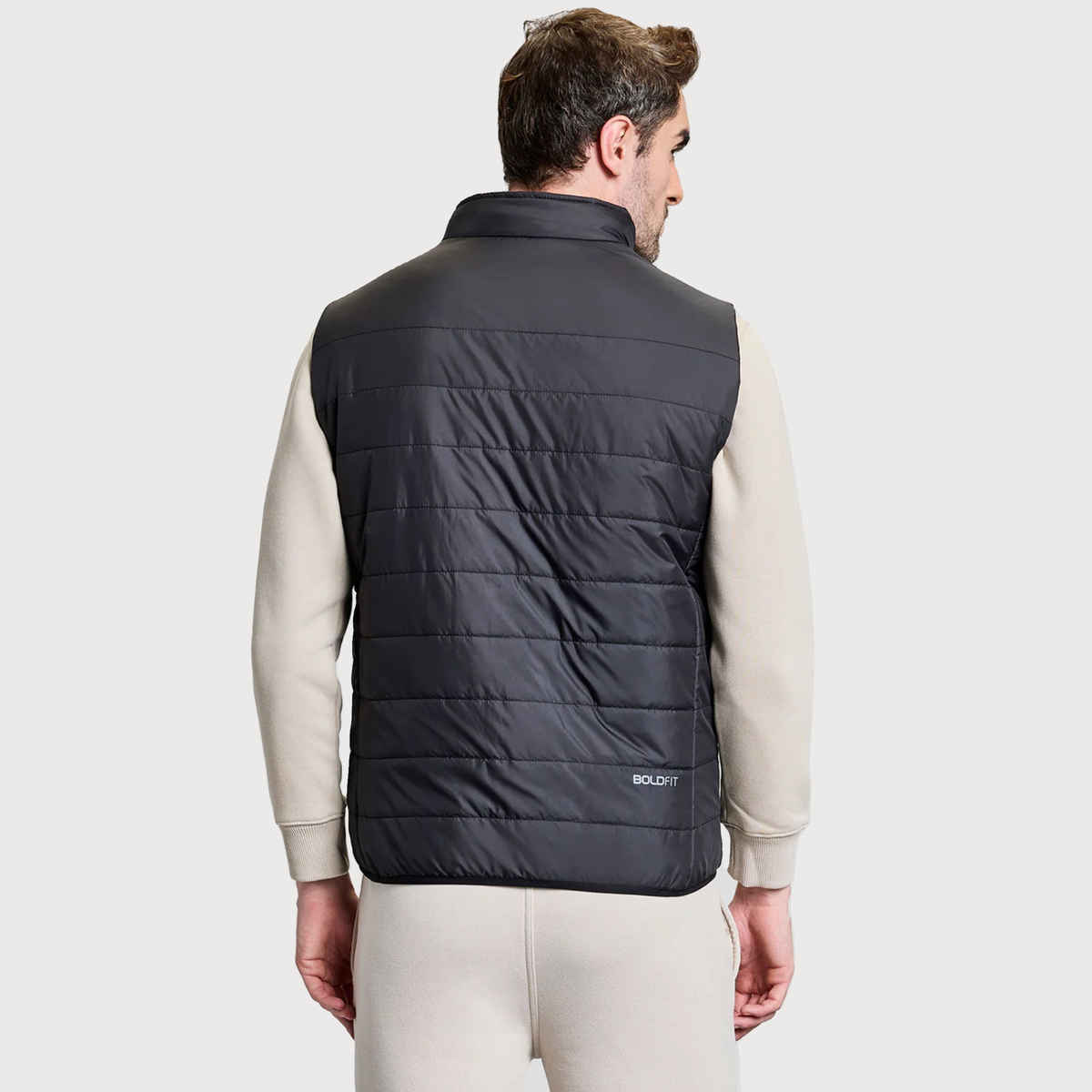 Boldfit Men's Puffer Jacket Winter Sleeveless Half All Weather Bomber Jerkin | Black - L