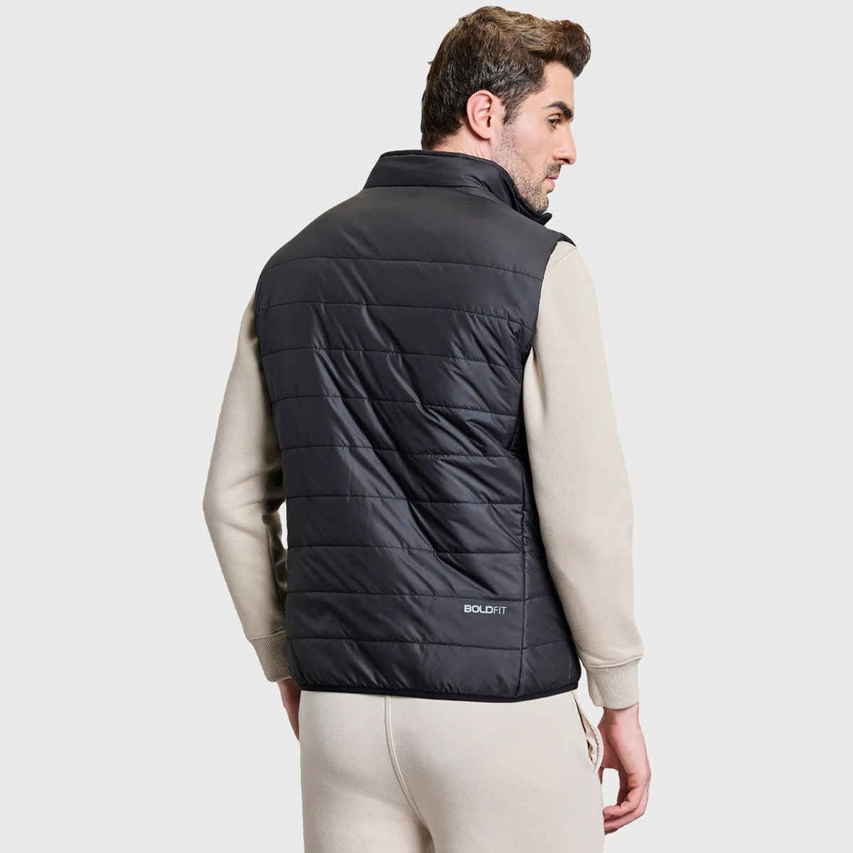 Boldfit Men's Puffer Jacket Winter Sleeveless Half All Weather Bomber Jerkin | Black - L