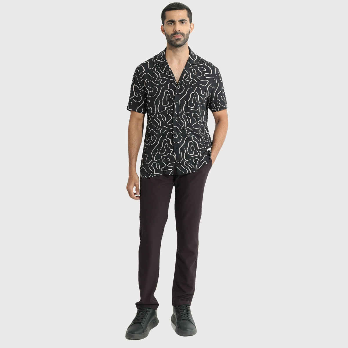 Rare Rabbit Men's Castro Primary | Shirt | Black - L