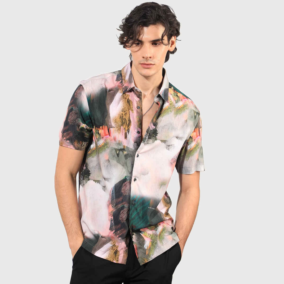 Rare Rabbit Men's Painter Primary Shirt | Green - XL