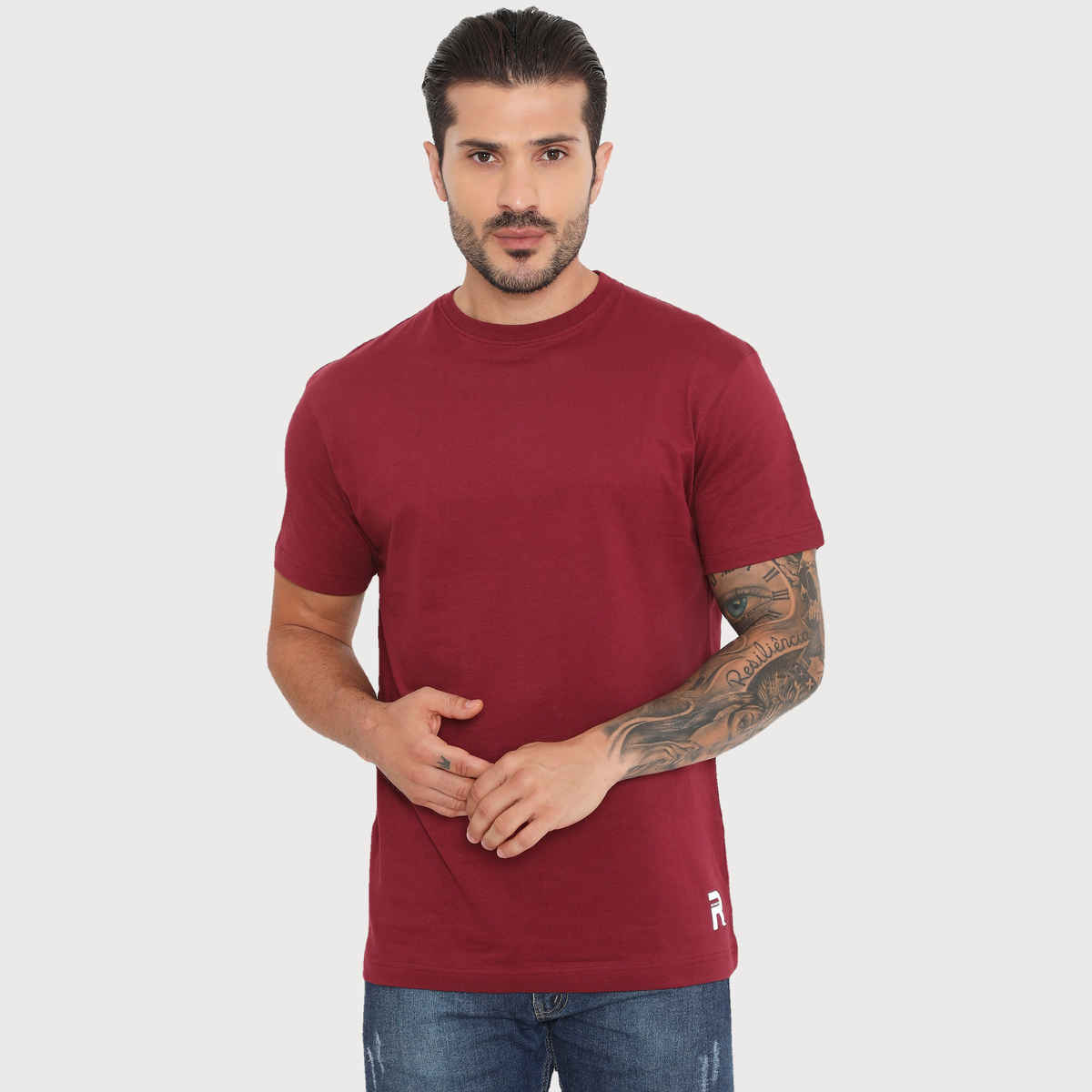 Rivolta Men's Round Neck T-Shirt | Maroon 004 | L