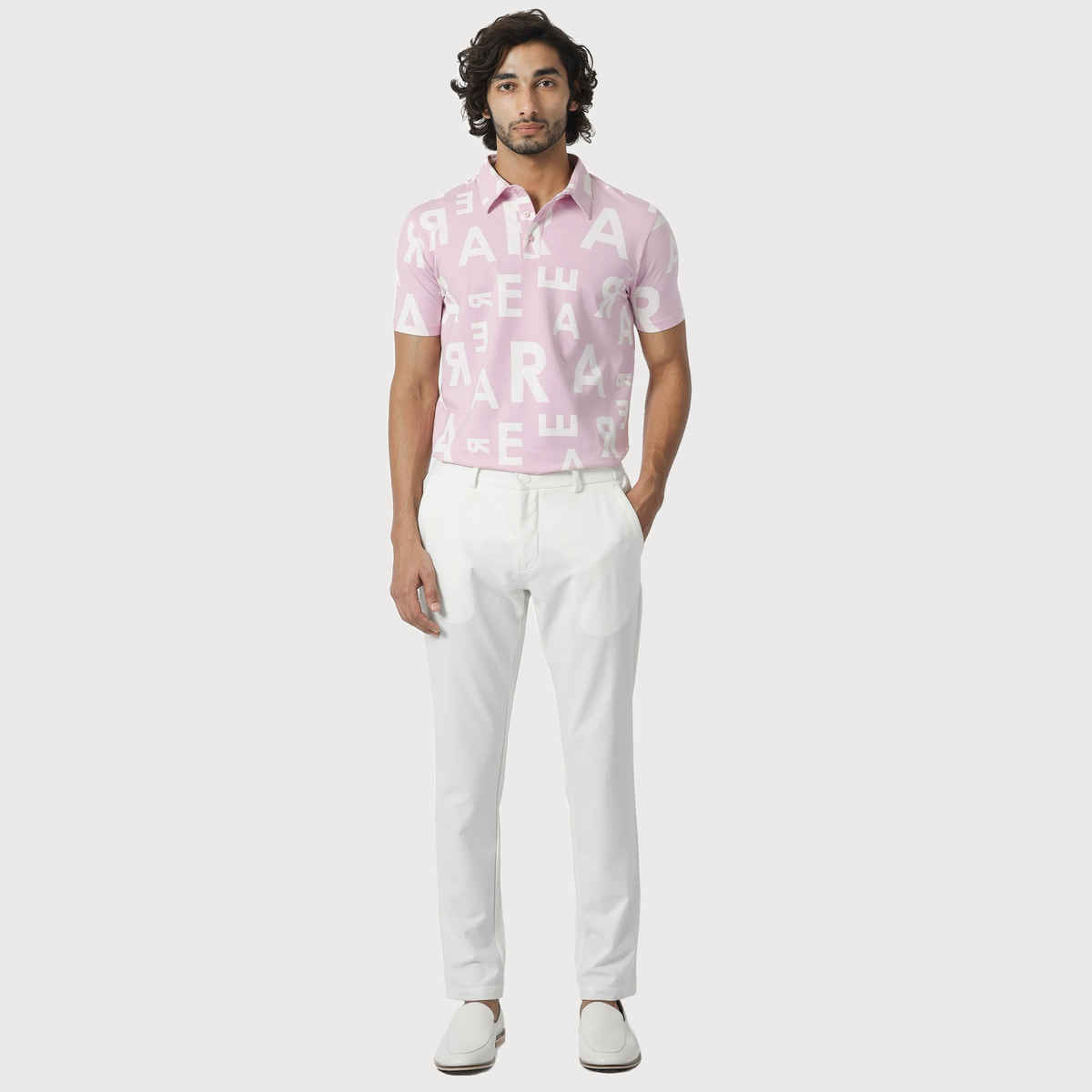 RARE RABBIT Men's Rocha Pastel Polo T-shirt | Light Purple - XL