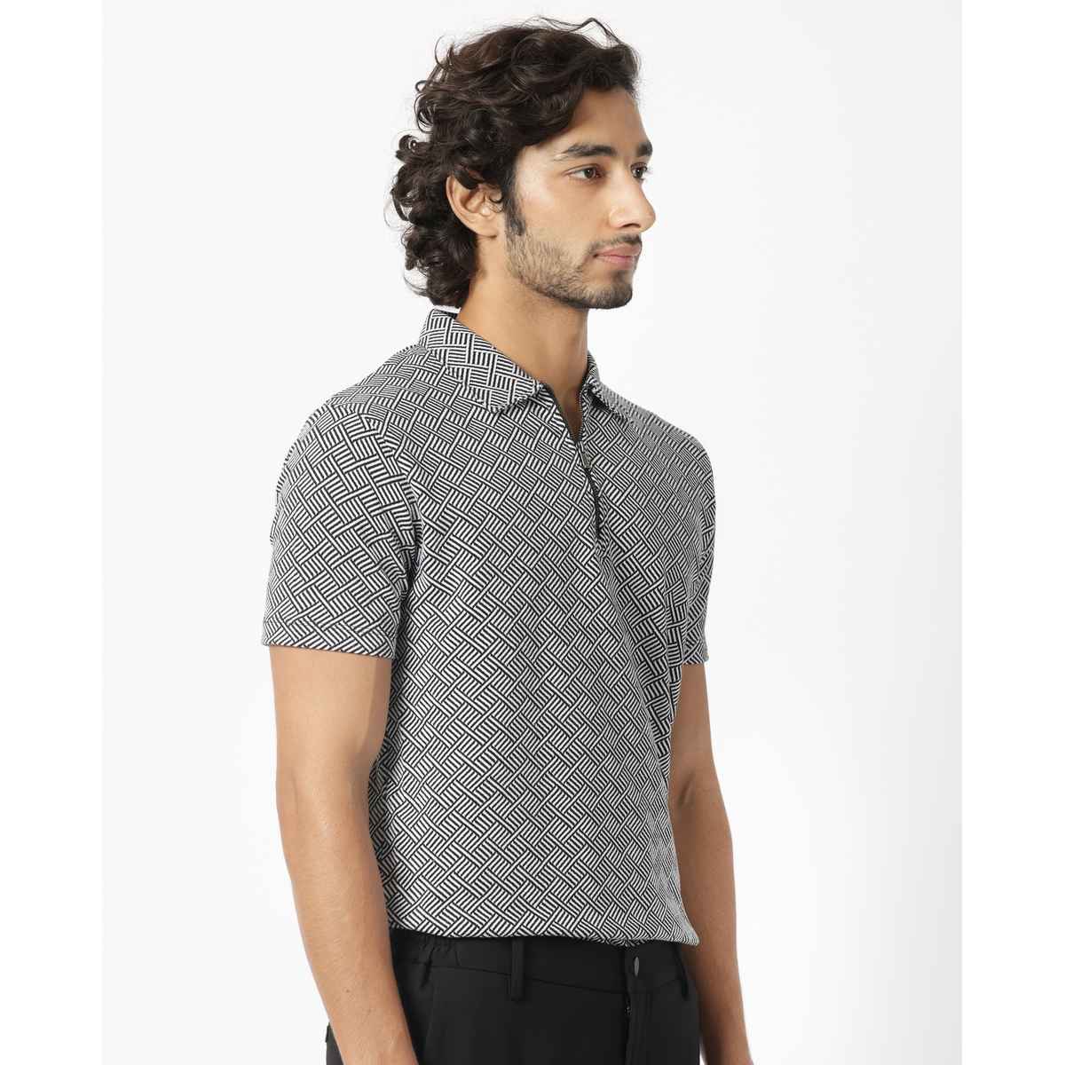 Rare Rabbit Men's Cabetta Primary Polo T-shirt | Black - M