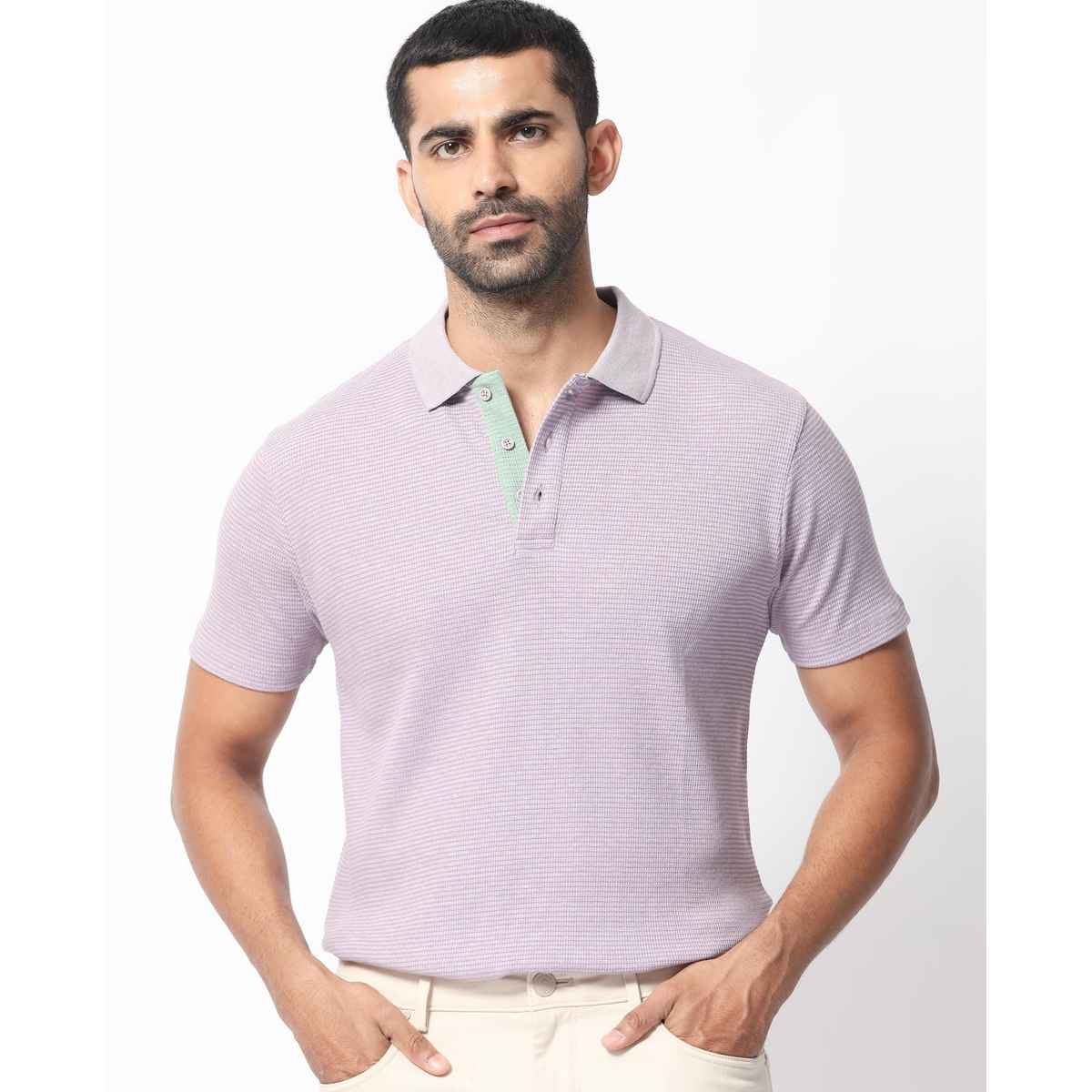 Rare Rabbit Men's Mello Dusky Polo T-shirt | Purple - M