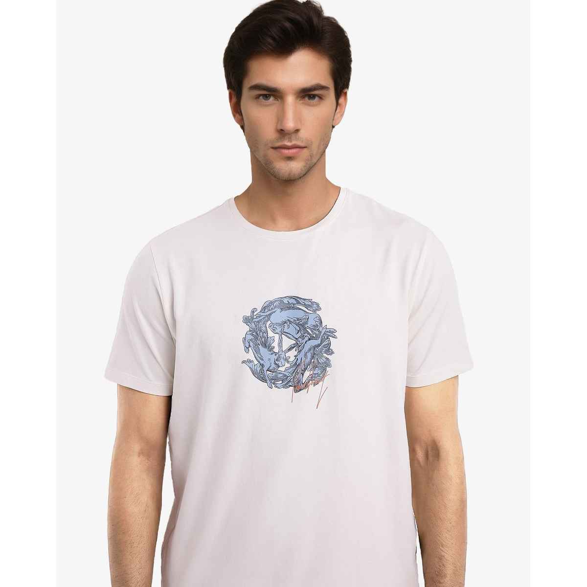 Rare Rabbit Men's Kowl Primary T-shirt | Off White - S