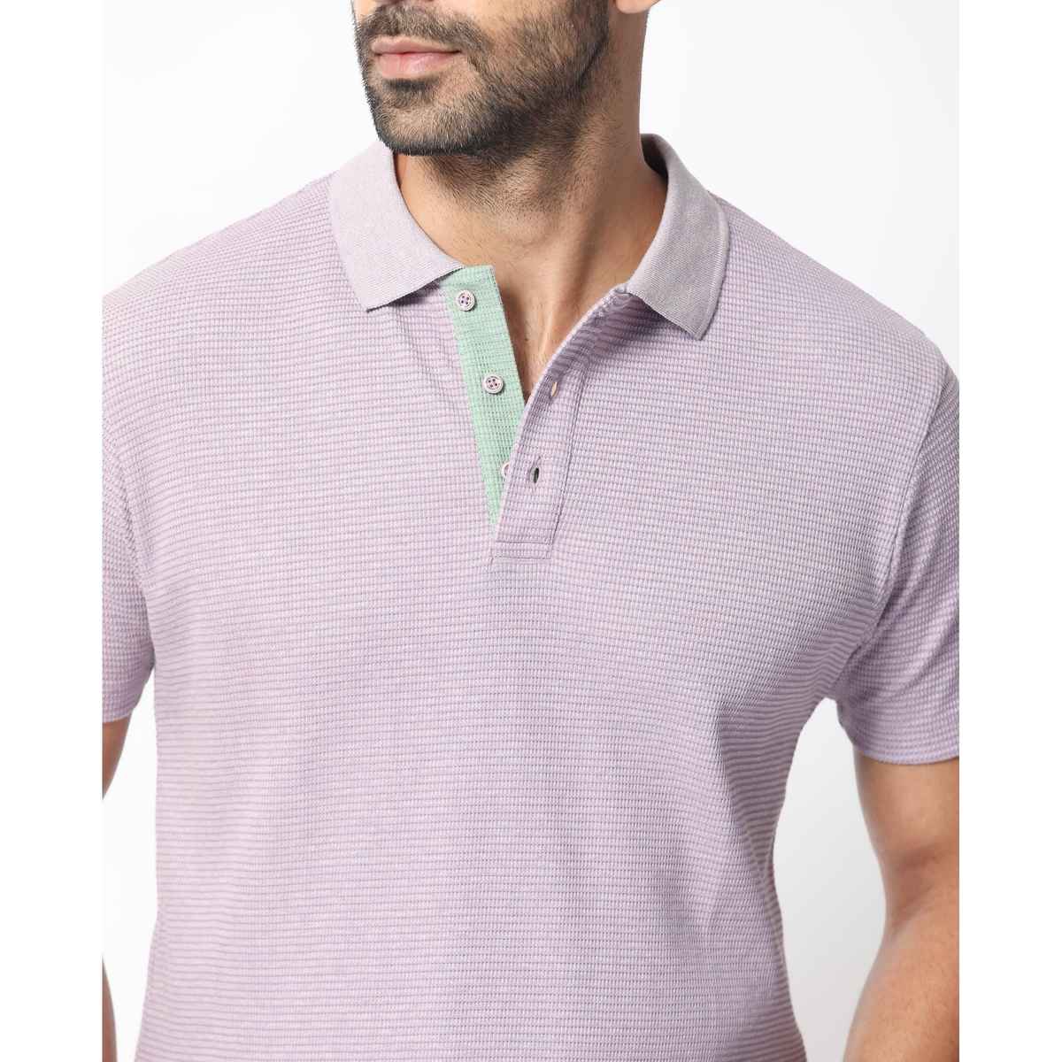 Rare Rabbit Men's Mello Dusky Polo T-shirt | Purple - M