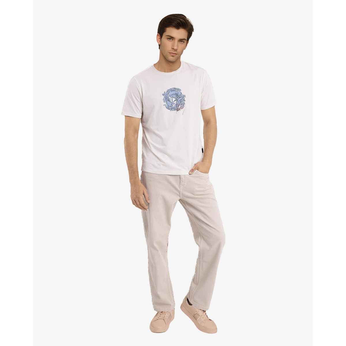 Rare Rabbit Men's Kowl Primary T-shirt | Off White - S