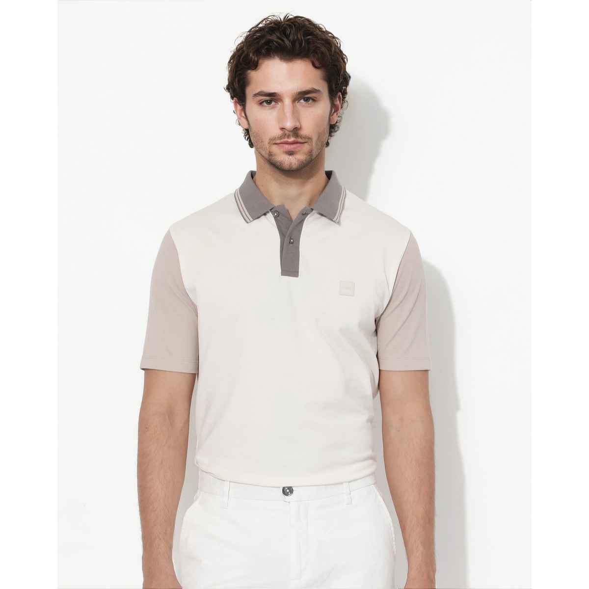RARE RABBIT Men's Polf Primary Polo T-shirt | Off White - S