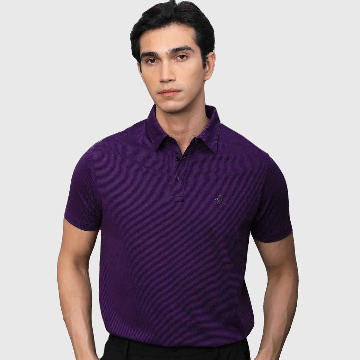 Rare Rabbit Men's Tunas Dark Polo T-shirt | Purple - M