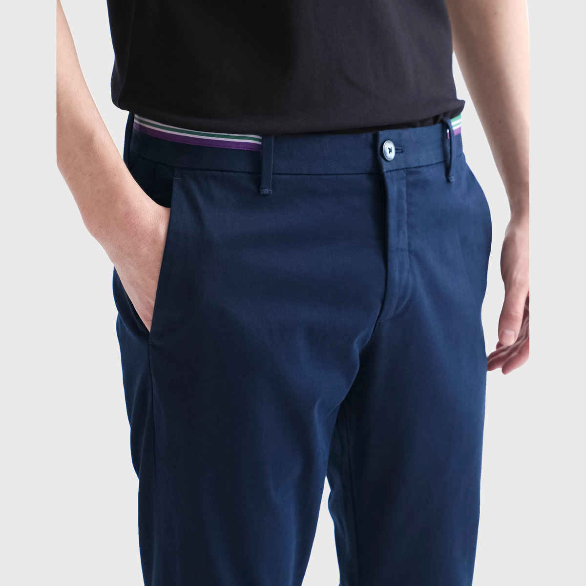 Rare Rabbit Men's Trellis Primary Trouser | Navy - 36
