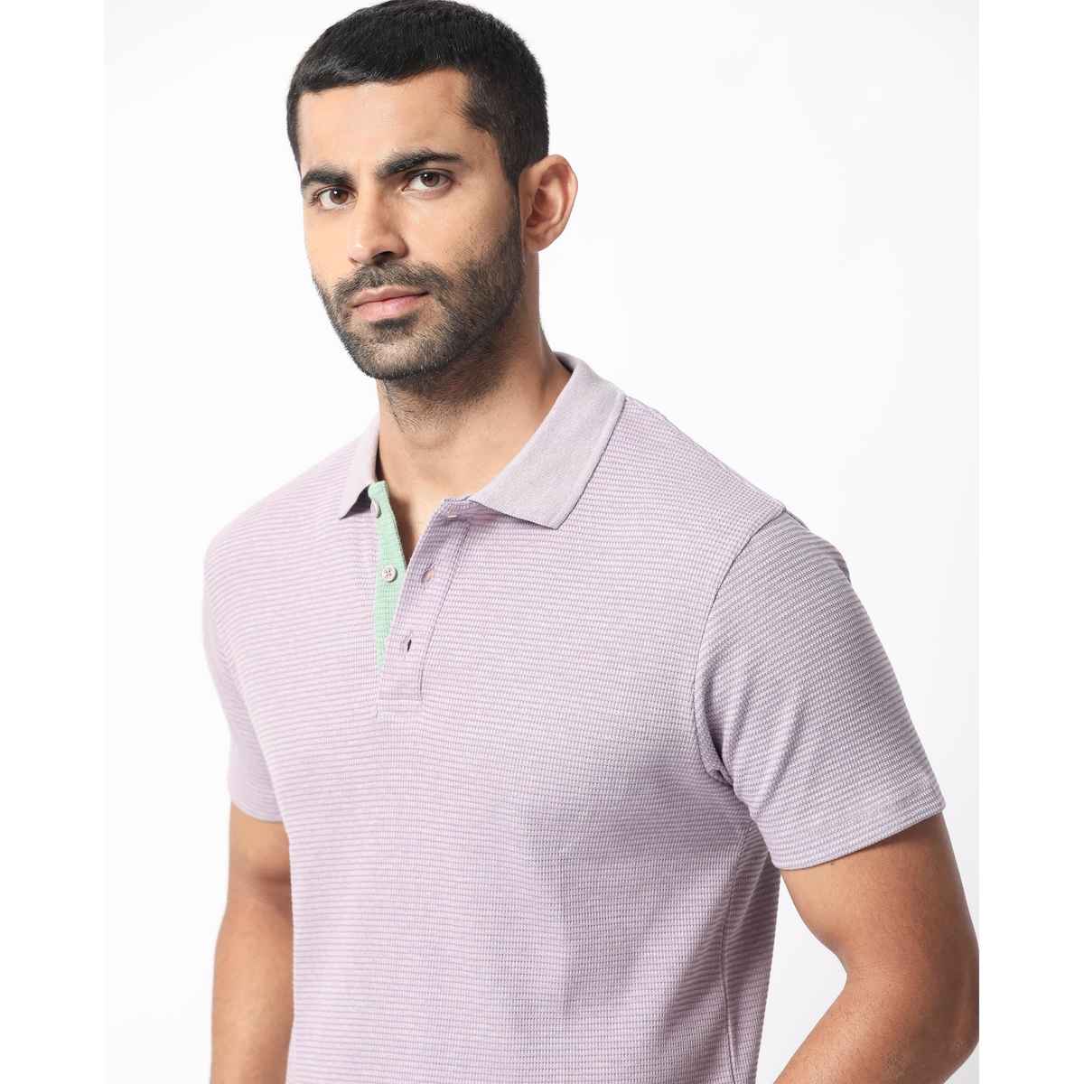 Rare Rabbit Men's Mello Dusky Polo T-shirt | Purple - M