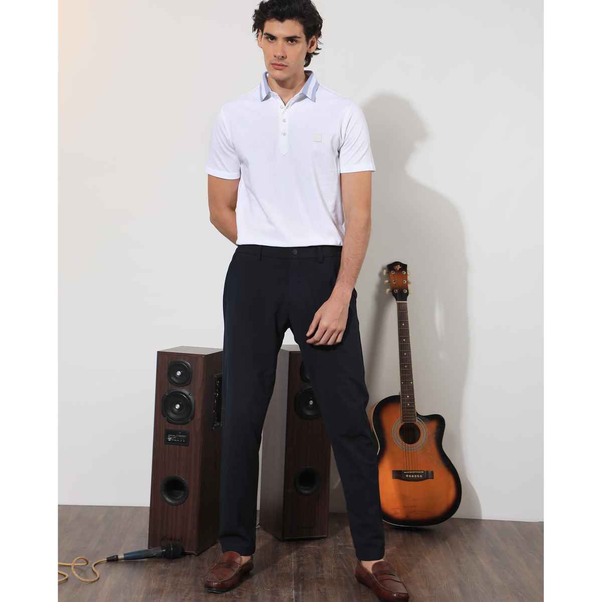 Rare Rabbit Men's Divide Primary Polo T-shirt | White - XL