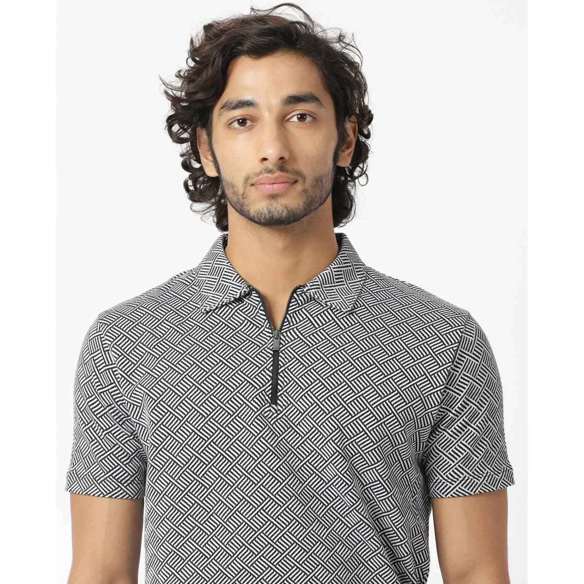 Rare Rabbit Men's Cabetta Primary Polo T-shirt | Black - M