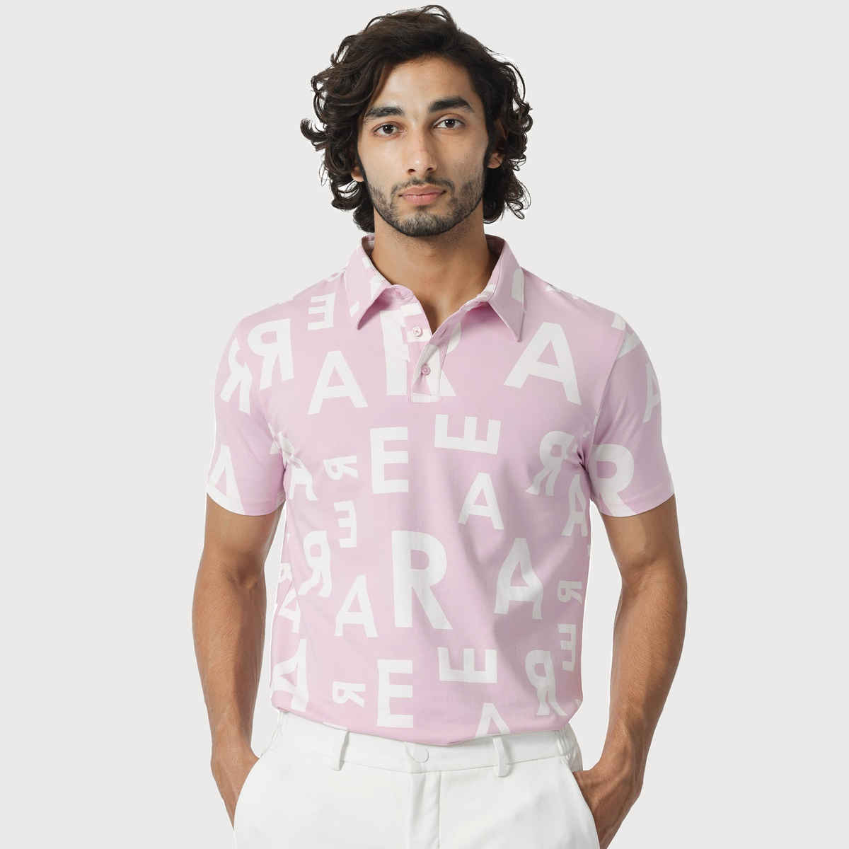 RARE RABBIT Men's Rocha Pastel Polo T-shirt | Light Purple - XL