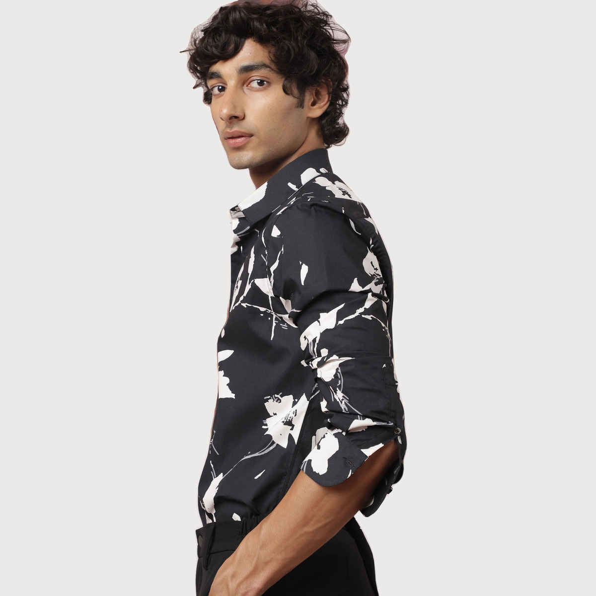 RARE RABBIT Men's Sketcherr Primary Shirt | Black - XL
