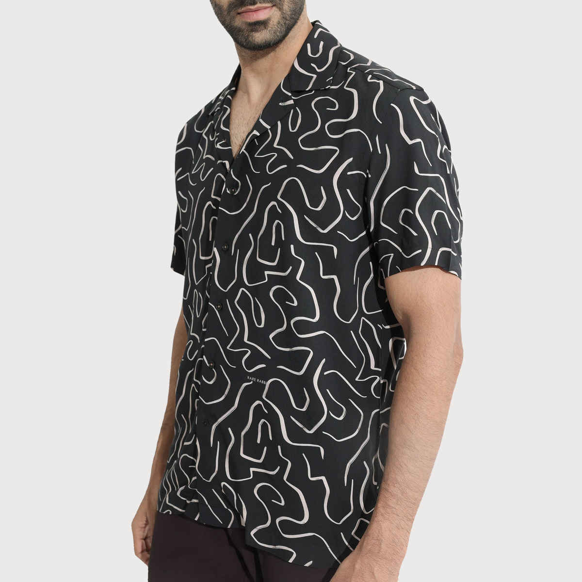 Rare Rabbit Men's Castro Primary | Shirt | Black - L