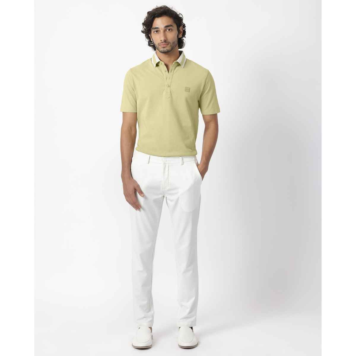 Rare Rabbit Men's Divide Dusky Polo T-shirt | Green - S