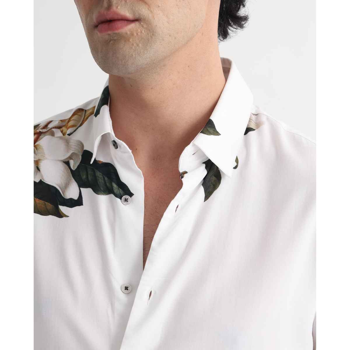 RARE RABBIT Men's Poseidon Primary Shirt | White - L