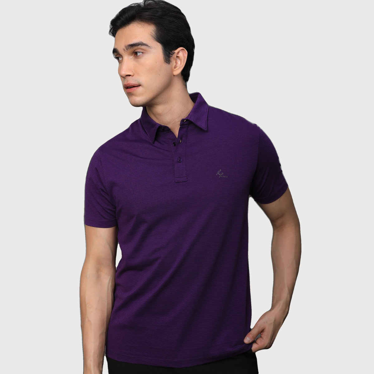 Rare Rabbit Men's Tunas Dark Polo T-shirt | Purple - M