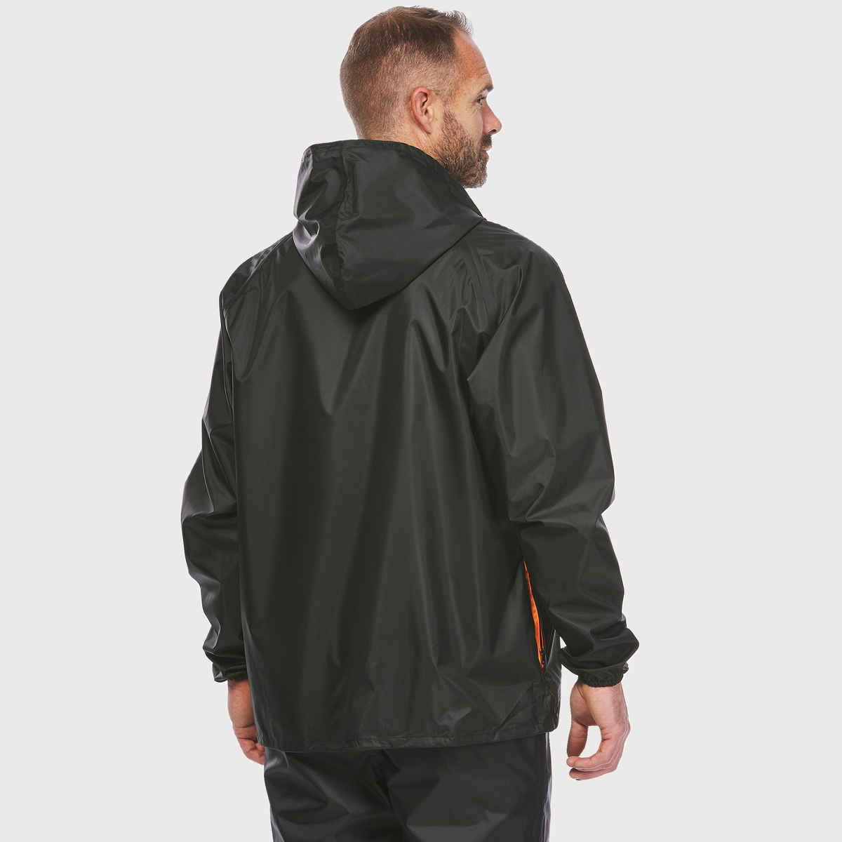 Decathlon | Quechua Men's Half Zip Rain Jacket With Storage Pouch - Black - XL