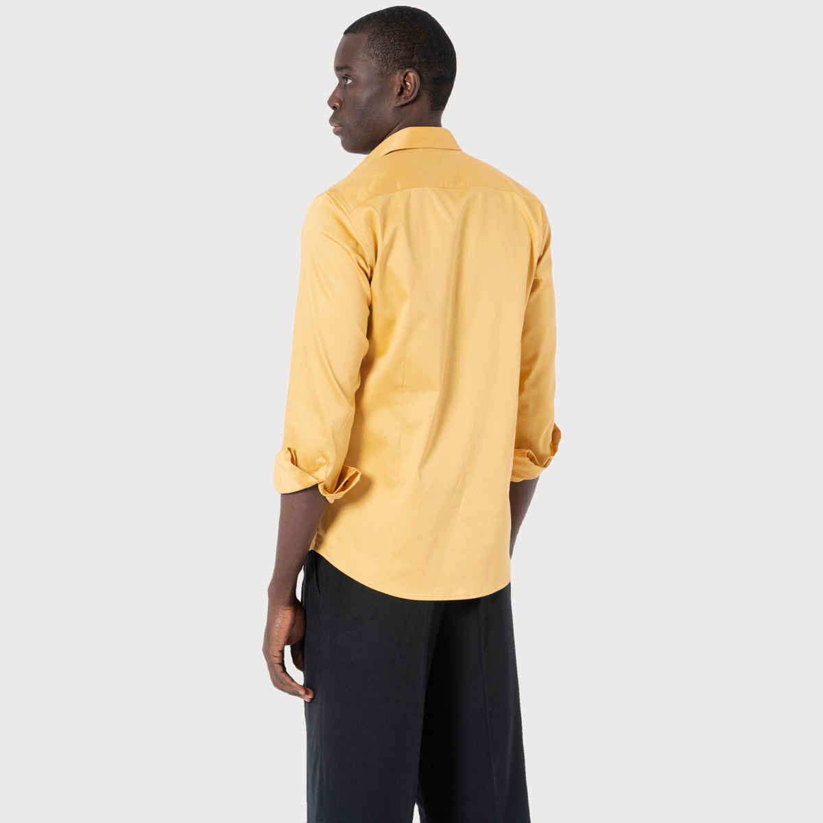 Sanskrutihomes India Slim Spread Collar Solid Satin Slim Fit Casual Shirt for Men s | Yellow | XL