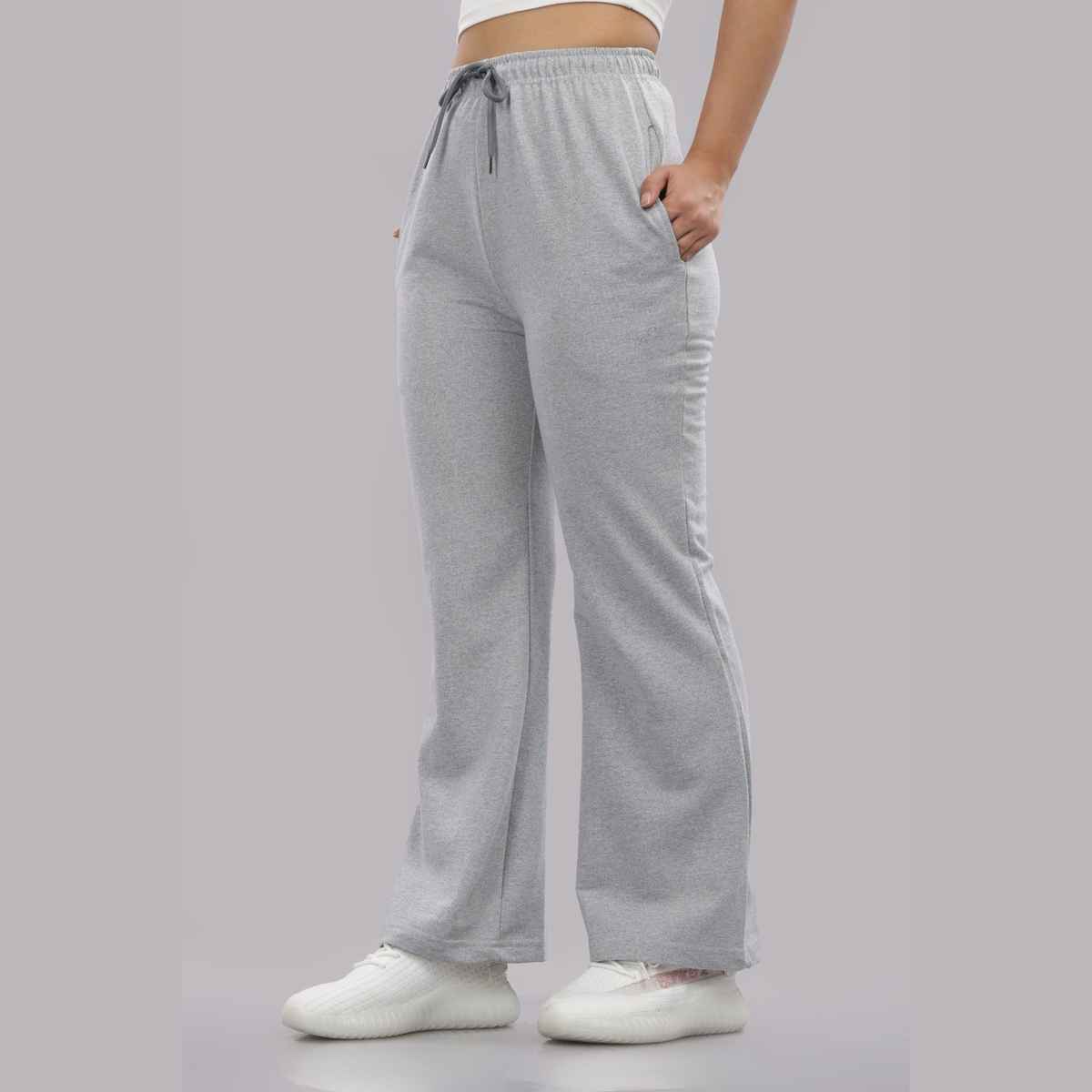 Springman Women's Solid Cotton Rich Baggy Track Pant | Grey - M