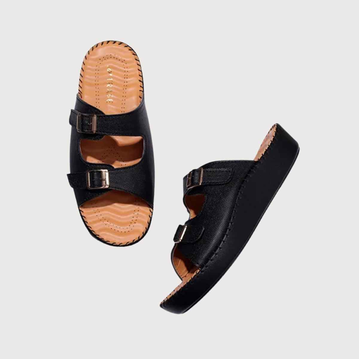 Trase Casual Women's Sandals | Comfortable Slip-On Design - Black | 7 UK