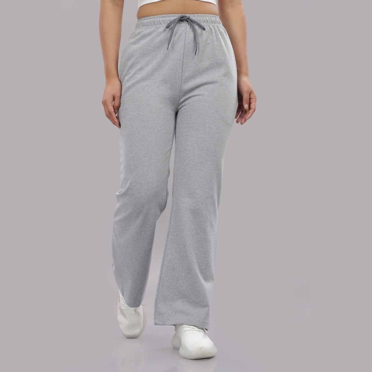 Springman Women's Solid Cotton Rich Baggy Track Pant | Grey - S