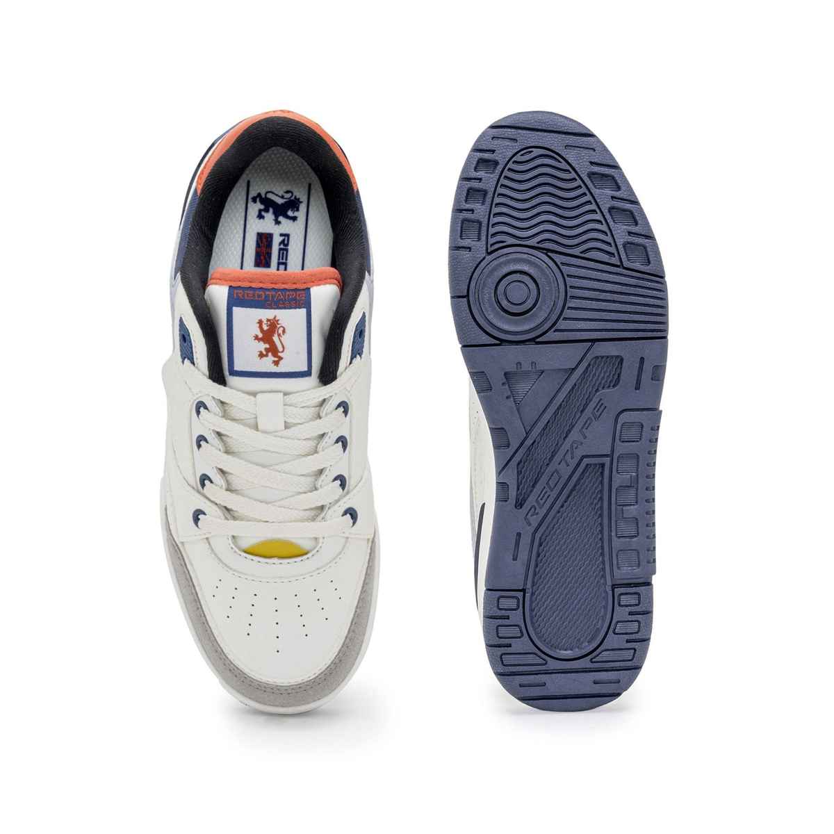 Red Tape Casual Lifestyle Shoes for Men | Cushioned Insole with Slip-Resistance | White-Navy - 6