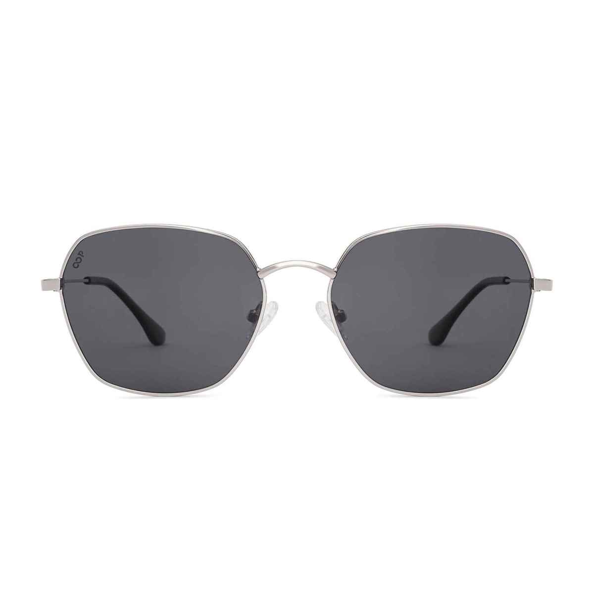 Vincent Chase by Lenskart Unisex Polarized Geometric Sunglasses | Medium | Silver & Grey