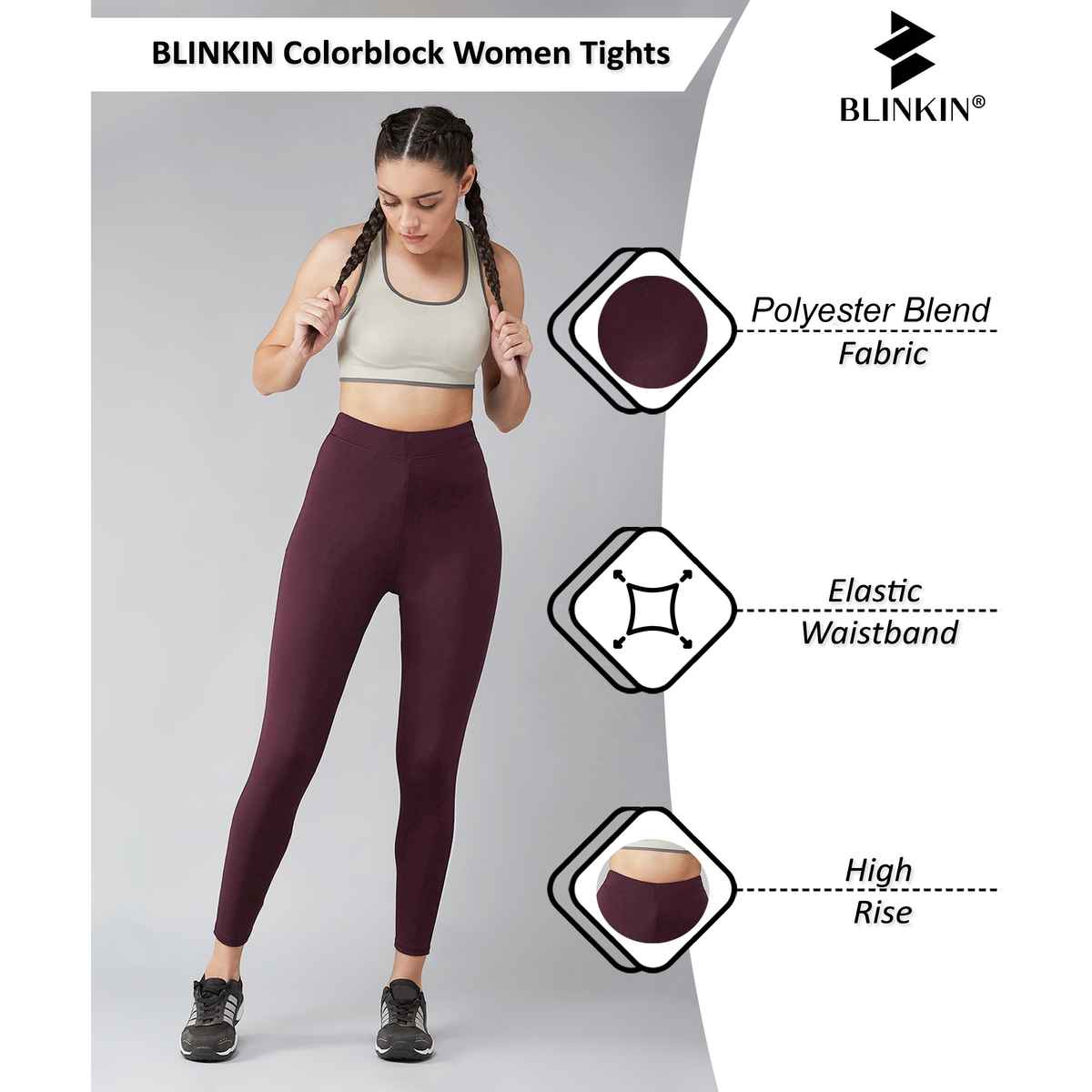 Blinkin Women's Gym Tights & Pants - Maroon | Squat Proof | Active Wear | Yoga Pants | XXl