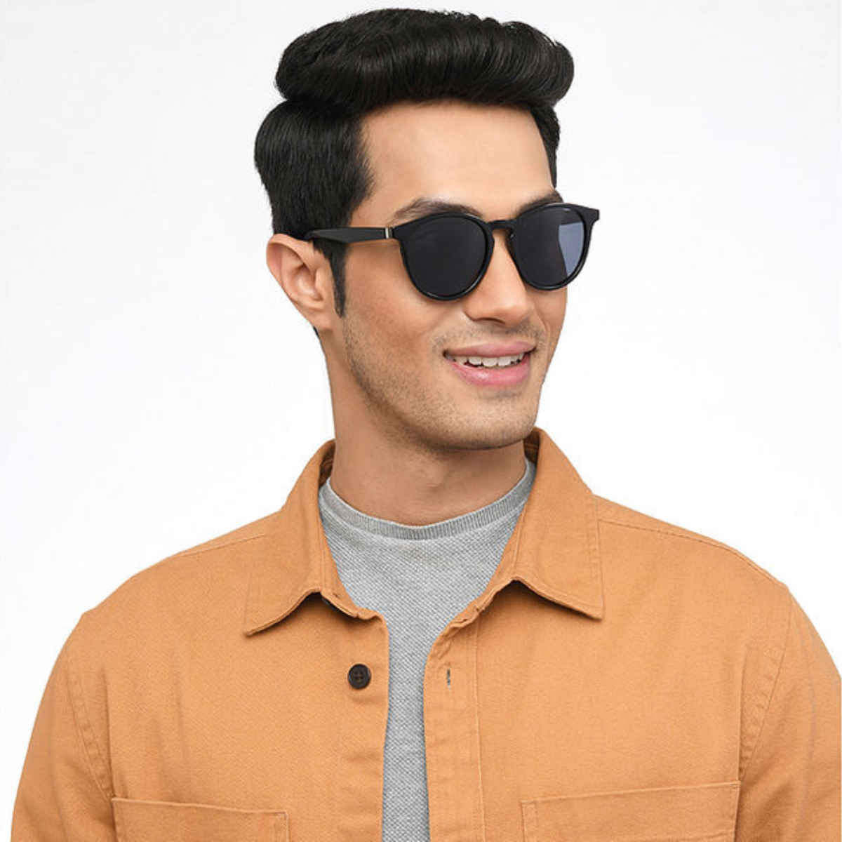 Vincent Chase By Lenskart Unisex Metal Round Sunglasses | Black - M