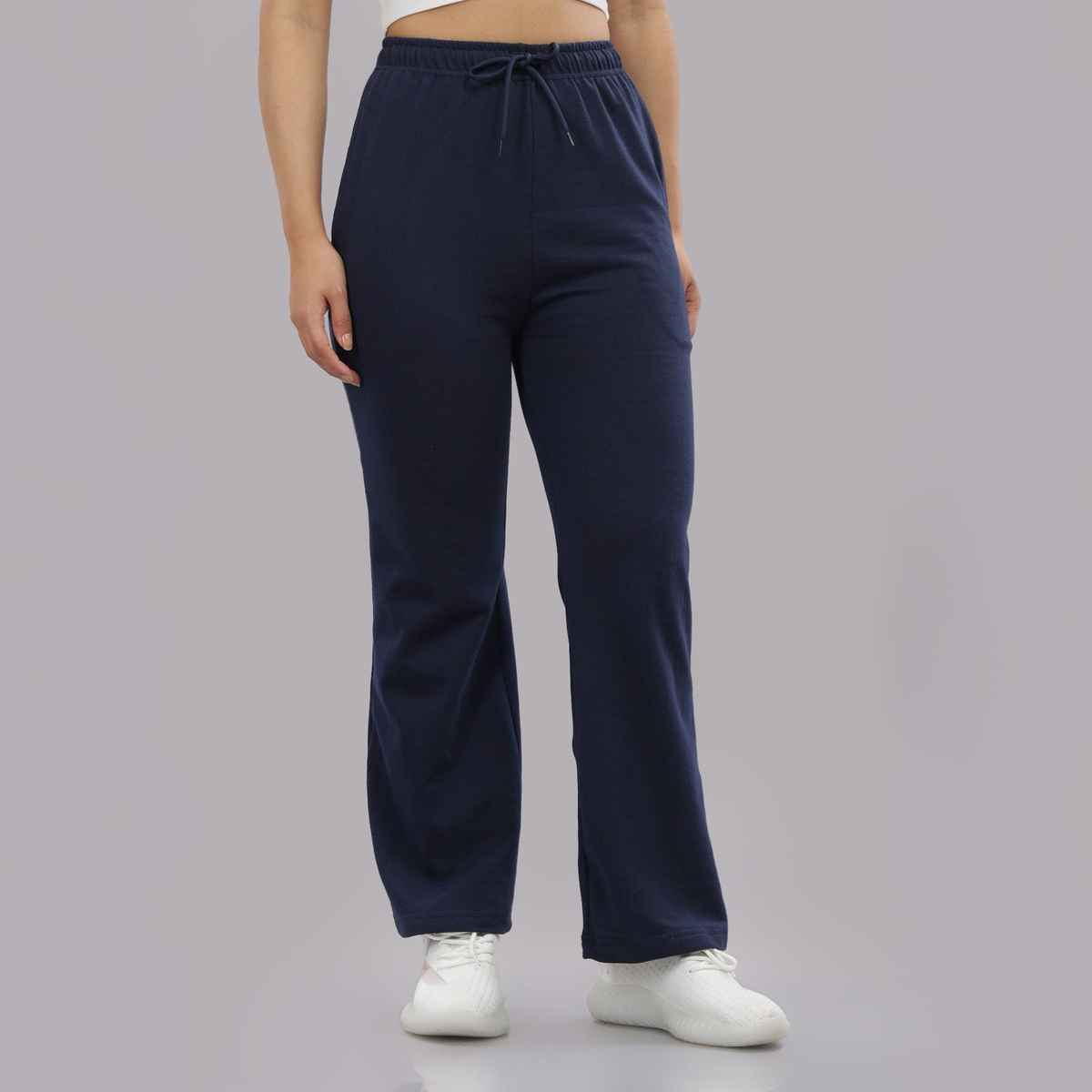 Springman Women's Solid Cotton Rich Baggy Track Pant | Blue - XL
