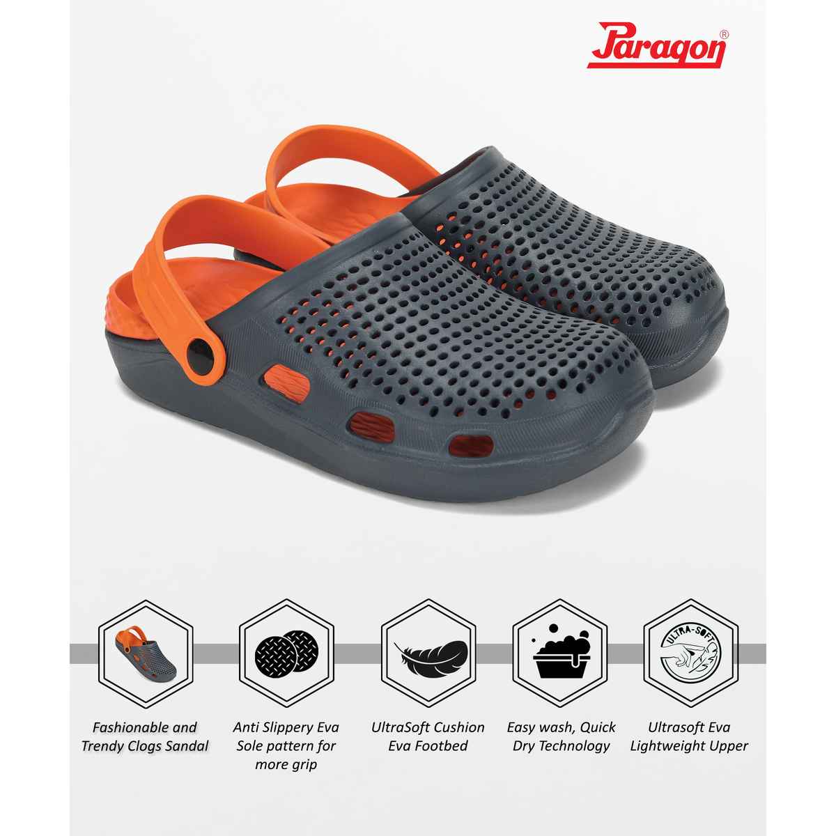 Paragon Men's Grey Eva Clogs EVK10916G UK 8