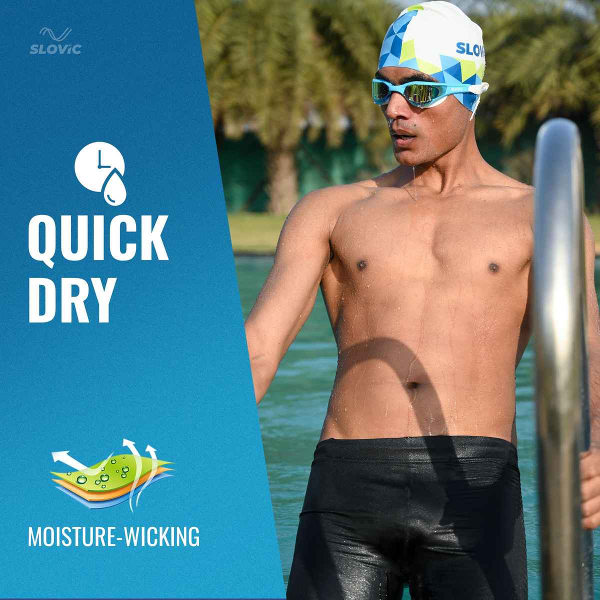 Slovic Men's Swimming Shorts with UPF30+ Sun Protection, Quickly Dries Stretchable Fabric| M